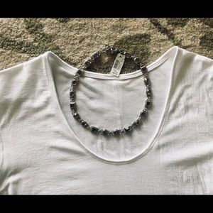 NWT Nickel-free silver tone grey crystal necklace